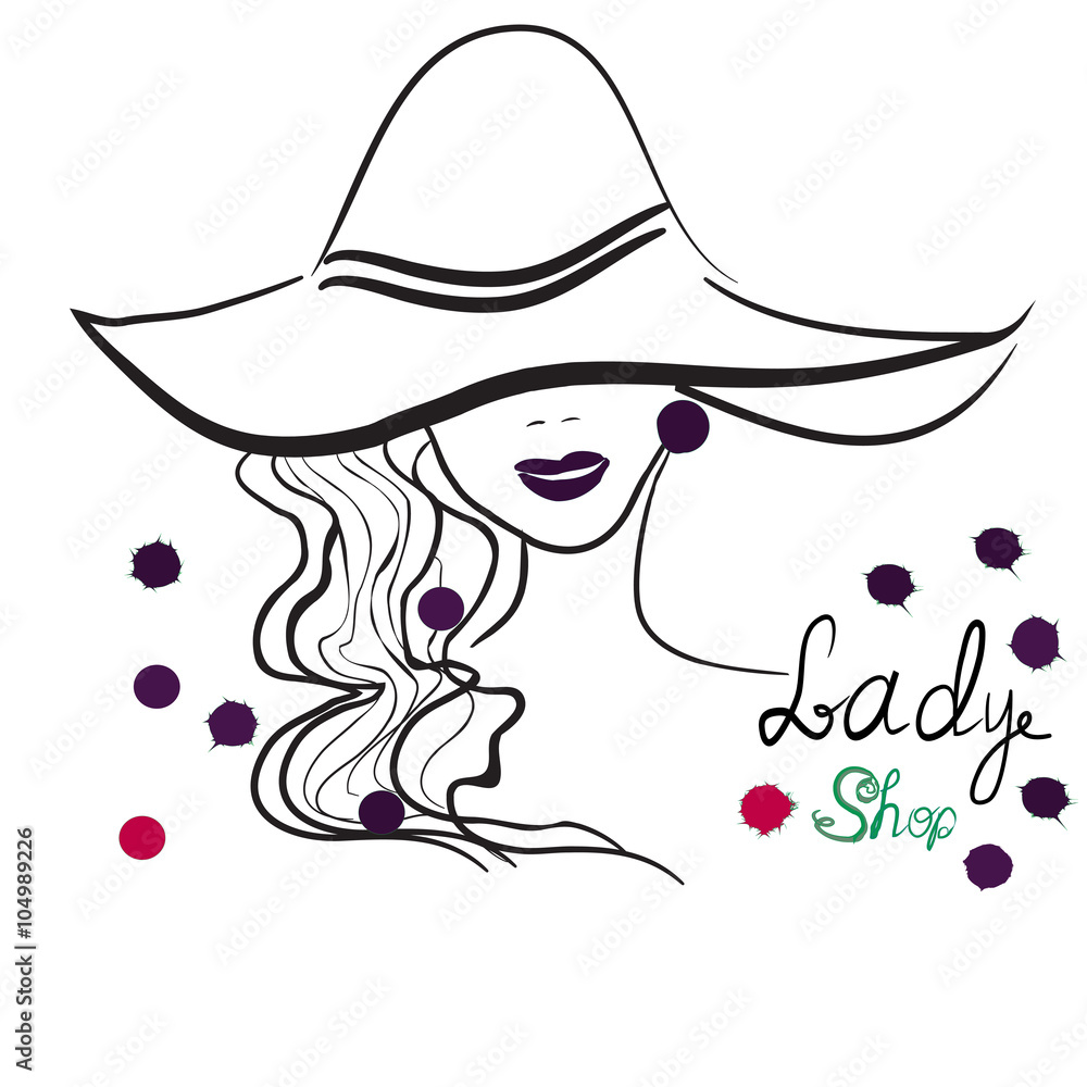 hand drawn portrait of stylish girl in hat. Good for shop logo,magazine cover, journal article, print, packaging design. hand drawn portrait of stylish girl in hat. Good for shop logo,magazine cover, journal article, print, packaging design.