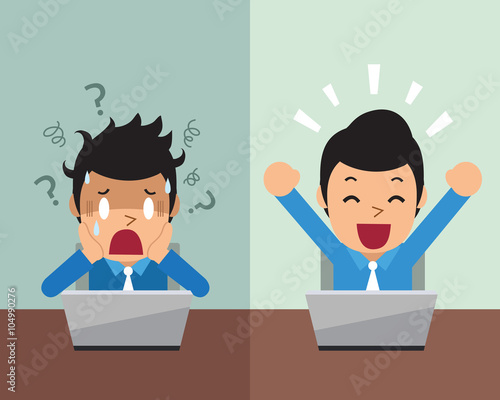 Cartoon businessman expressing different emotions