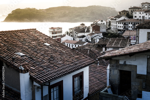 Panoramic view of Lastres, accurate coastal village of Asturias in northern Spain photo