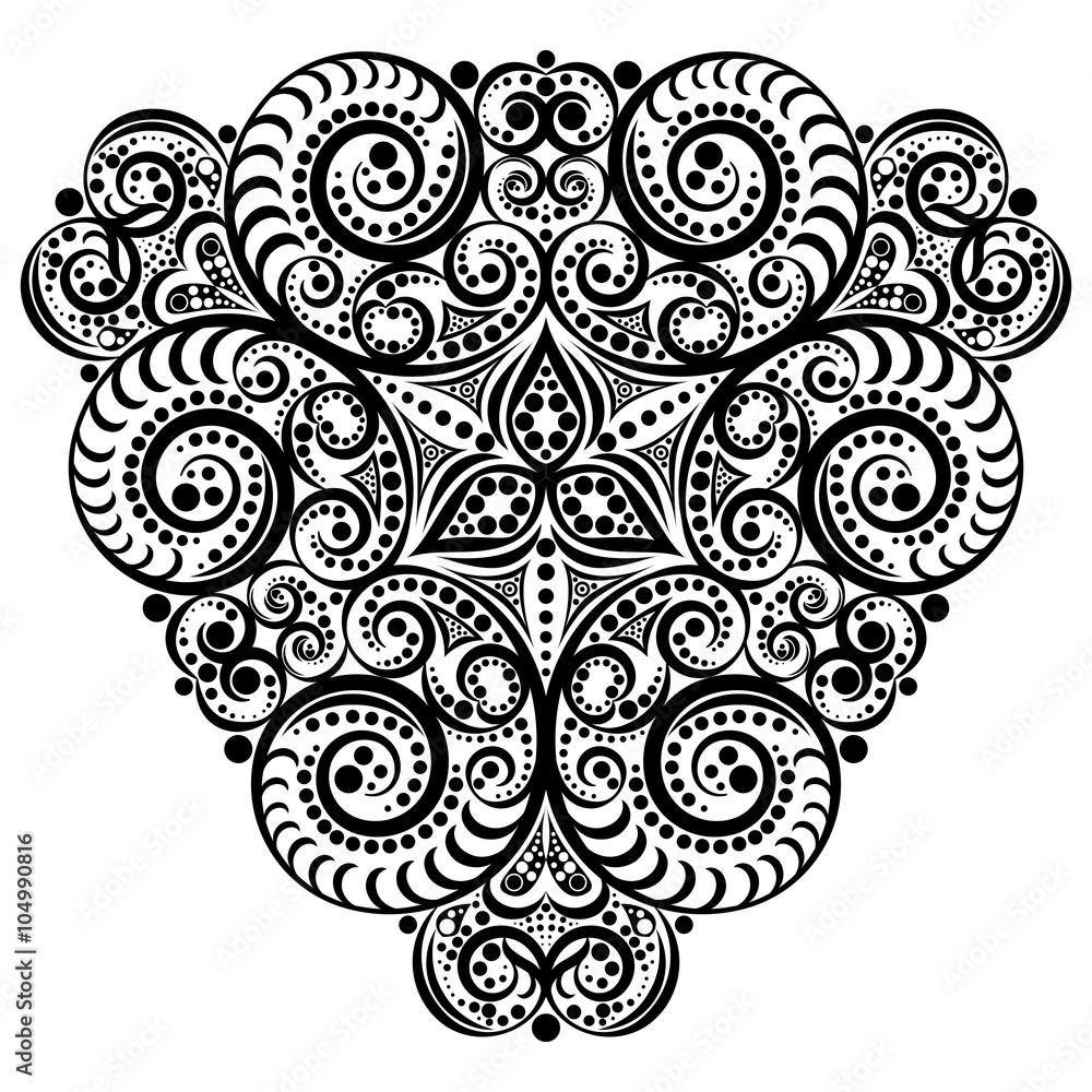 Black and white Mandala, tribal ethnic ornament, vector islamic arabic indian pattern.