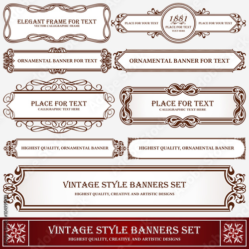 Vintage style banners and labels artistic design, page decorations