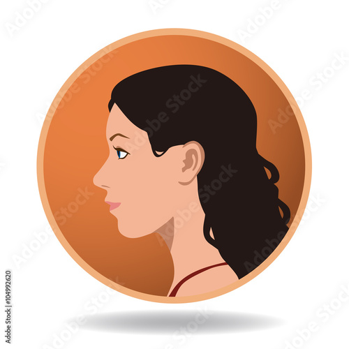 woman profile icon, face as seen from the side, avatar, vector illustration