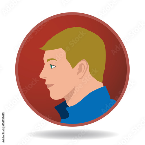 man profile icon, face as seen from the side, avatar, vector illustration