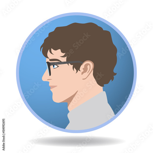 man profile icon, face as seen from the side, avatar, vector illustration