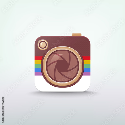 Camera shutter logo on a light background. Equipment image, creative pictureo.