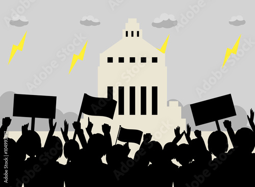 抗議　国会　雷