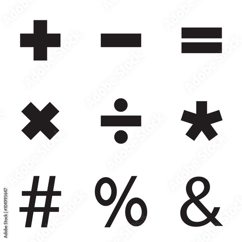 Basic Mathematical sign, Vector icon set.