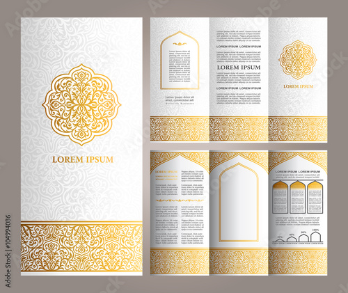 Vintage islamic style brochure and flyer design template 