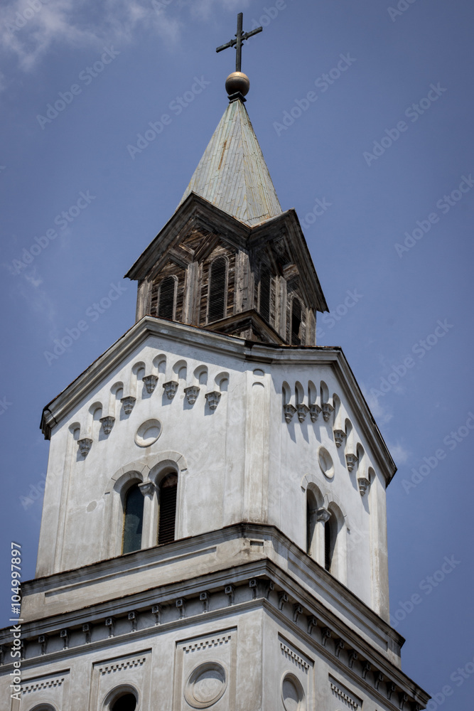 White christian church tower
