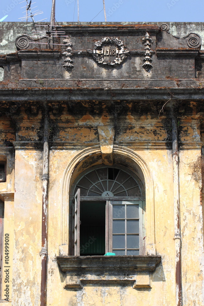 colonial building in the town of Yangon, Myanmar