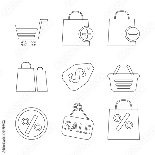 Set of shopping line icons, vector illustration