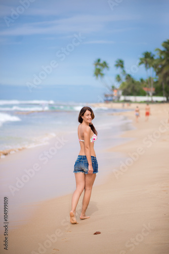 woman, beach, bikini