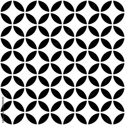 Circle Black Seamless Pattern in Vector