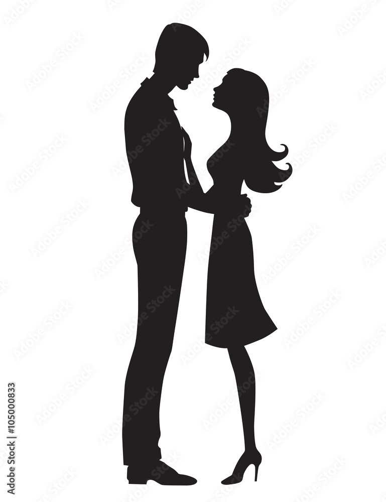 Couple hugging silhouette vector 