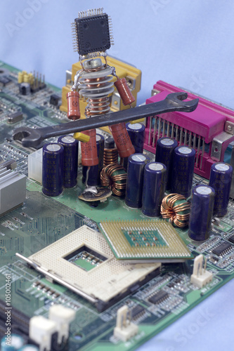 puppet men from old radio components employed computer repair