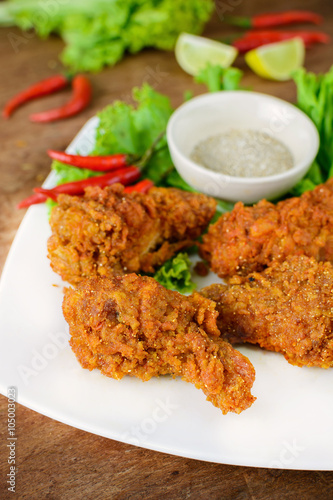 Fried spicy Chicken with roasted rice powder