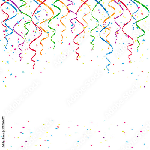 Birthday background with tinsel and confetti