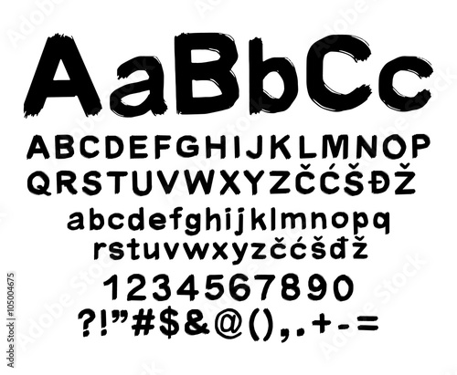 Hand drawn alphabet, brush stroke imitation - version 2. EPS8.