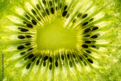 Detail of kiwi fruit slice.