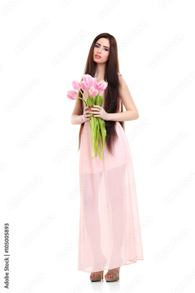 woman with  tulip bouquet