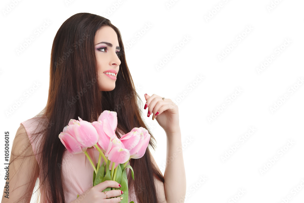 woman with  tulip bouquet