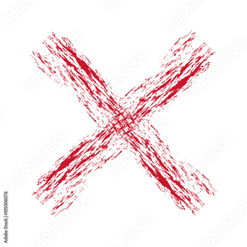 X - Red cross handwritten stylish illustration