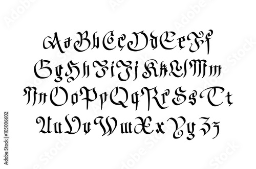 Modern Gothic Style Font. letters with decorative elements