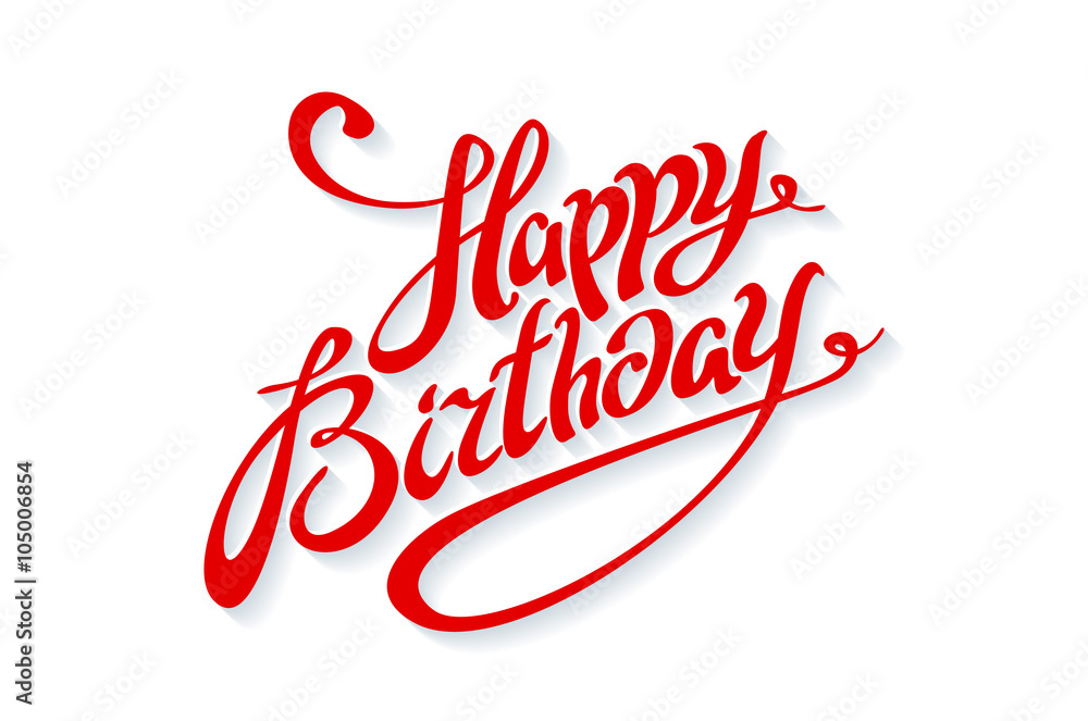 Happy Birthday lettering calligraphy vector red card