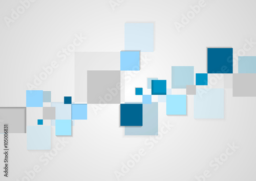 Blue squares minimal tech brochure design