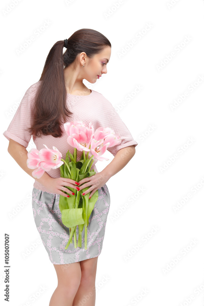 woman with  tulip bouquet