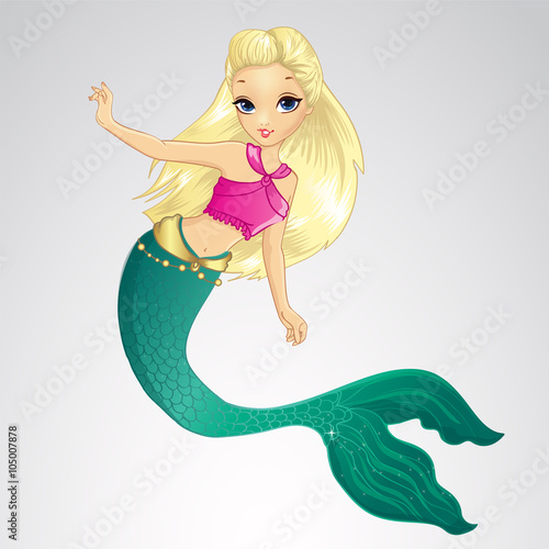 Mermaid With Long Blonde Hair 