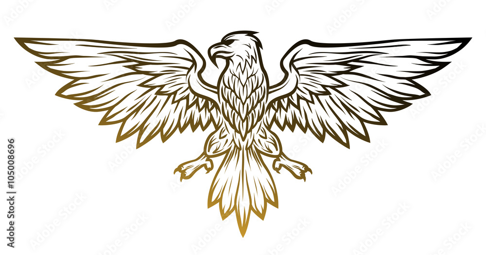 Fototapeta premium Eagle mascot spread wings.