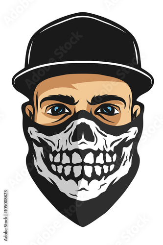 A guy in a bandana with a skull pattern.