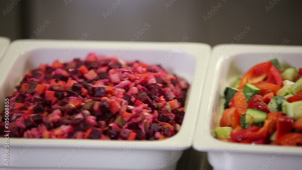 Slider panorama of fresh vegetable salad bar Slider panorama of fresh vegetable salad bar
