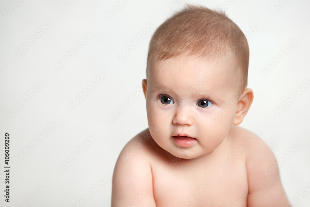 cute baby with beautiful blue eyes on the white background cute baby with beautiful blue eyes on the white background