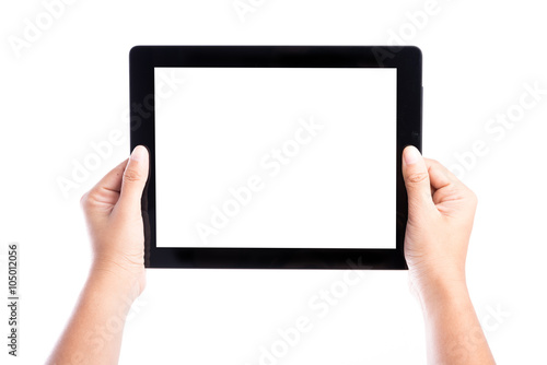 female hands holding tablet computer