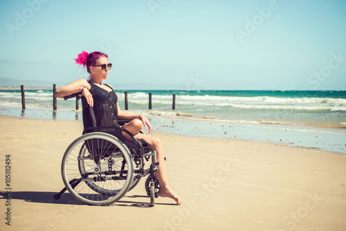 фотографія Disabled woman at the beach