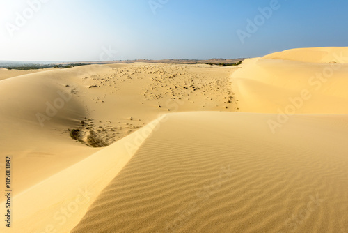 White sands Dunes in Vietnam  White desert background Popular tourist attractions in South of Vietnam.