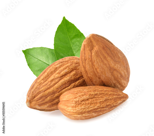 Almond nuts isolated on white background
