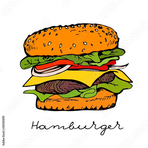 Isolated hand drawn hamburger