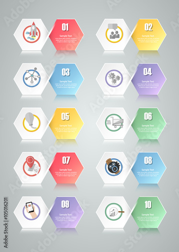 10 options infographic template. can be used for workflow layout, number option