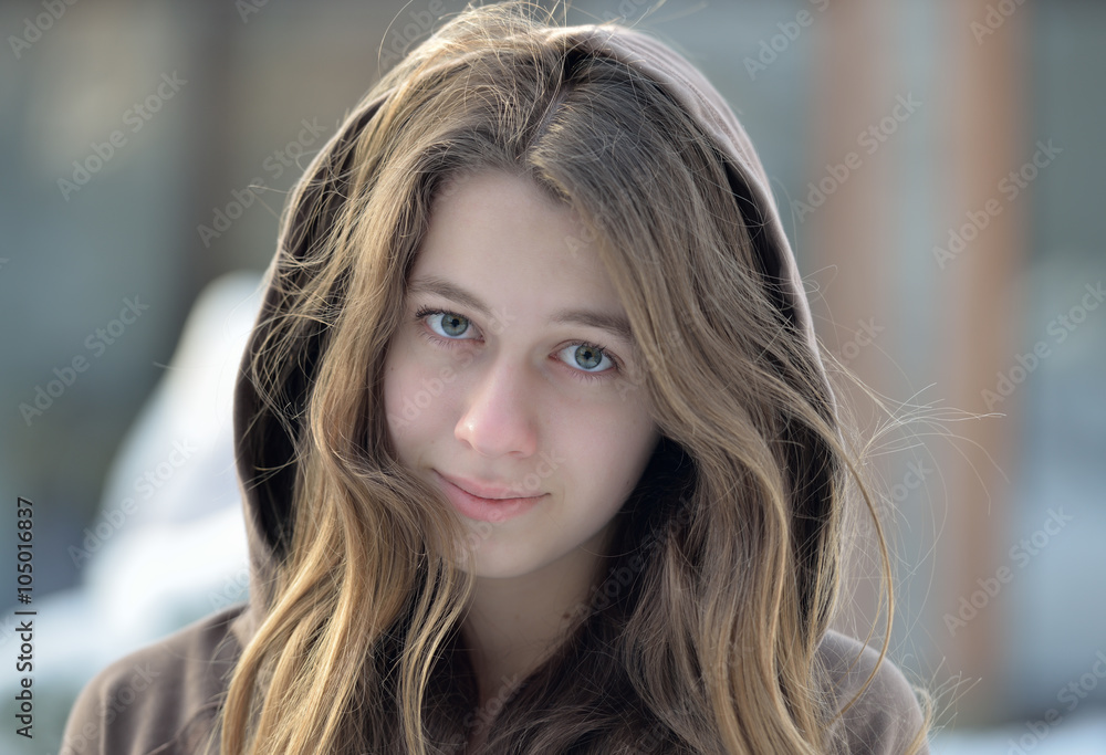 Outdoor portrait of beautiful teen girl. Outdoor portrait of beautiful teen girl.