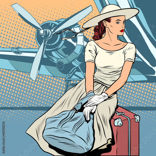 Bilde på lerret Lady traveler at the airport