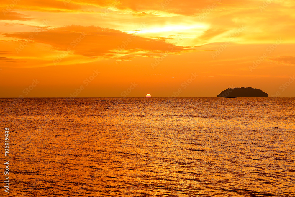 Beautiful golden sunset above the sea in Malaysia. Beautiful golden sunset above the sea in Malaysia.