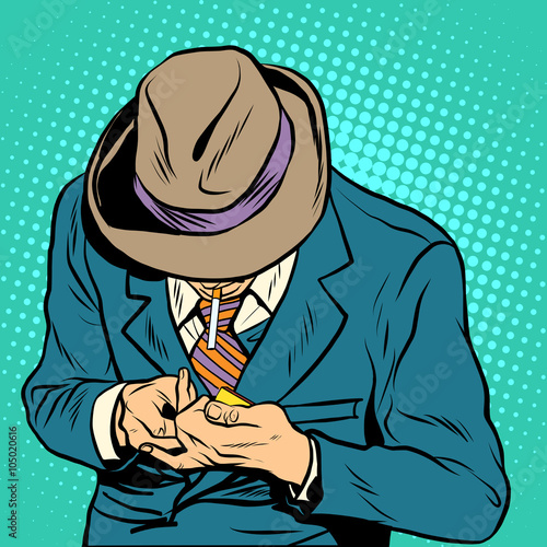 Male smoker pop art retro style