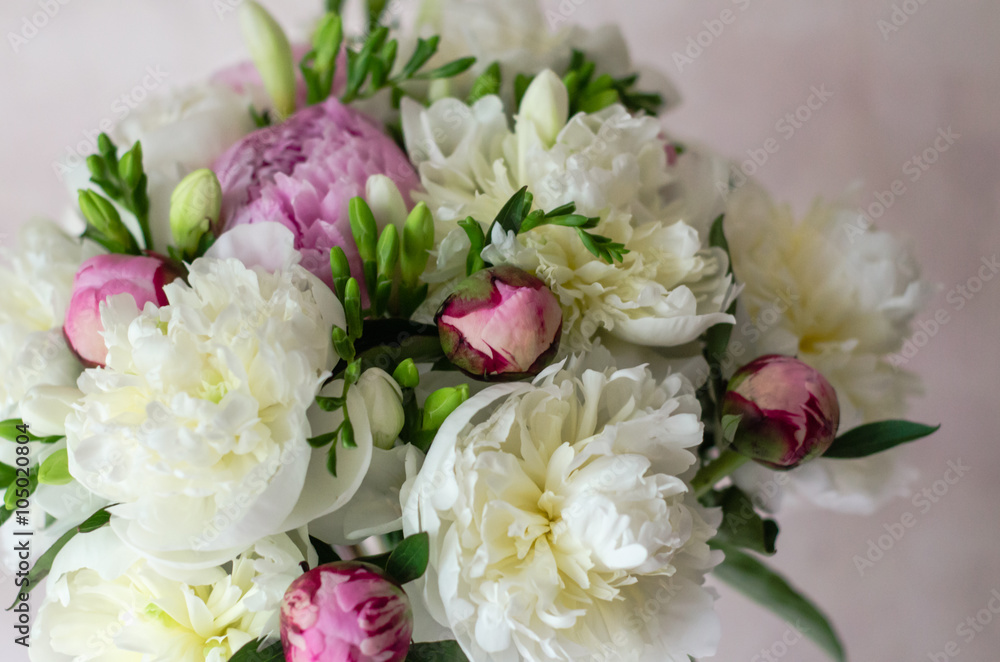 Bride bouquet of wedding flowers white and pink peony Bride bouquet of wedding flowers white and pink peony