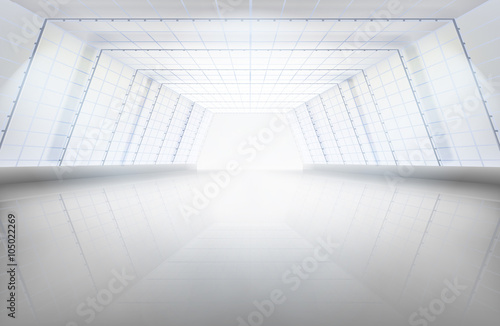 Hall, large space. Vector illustration.
