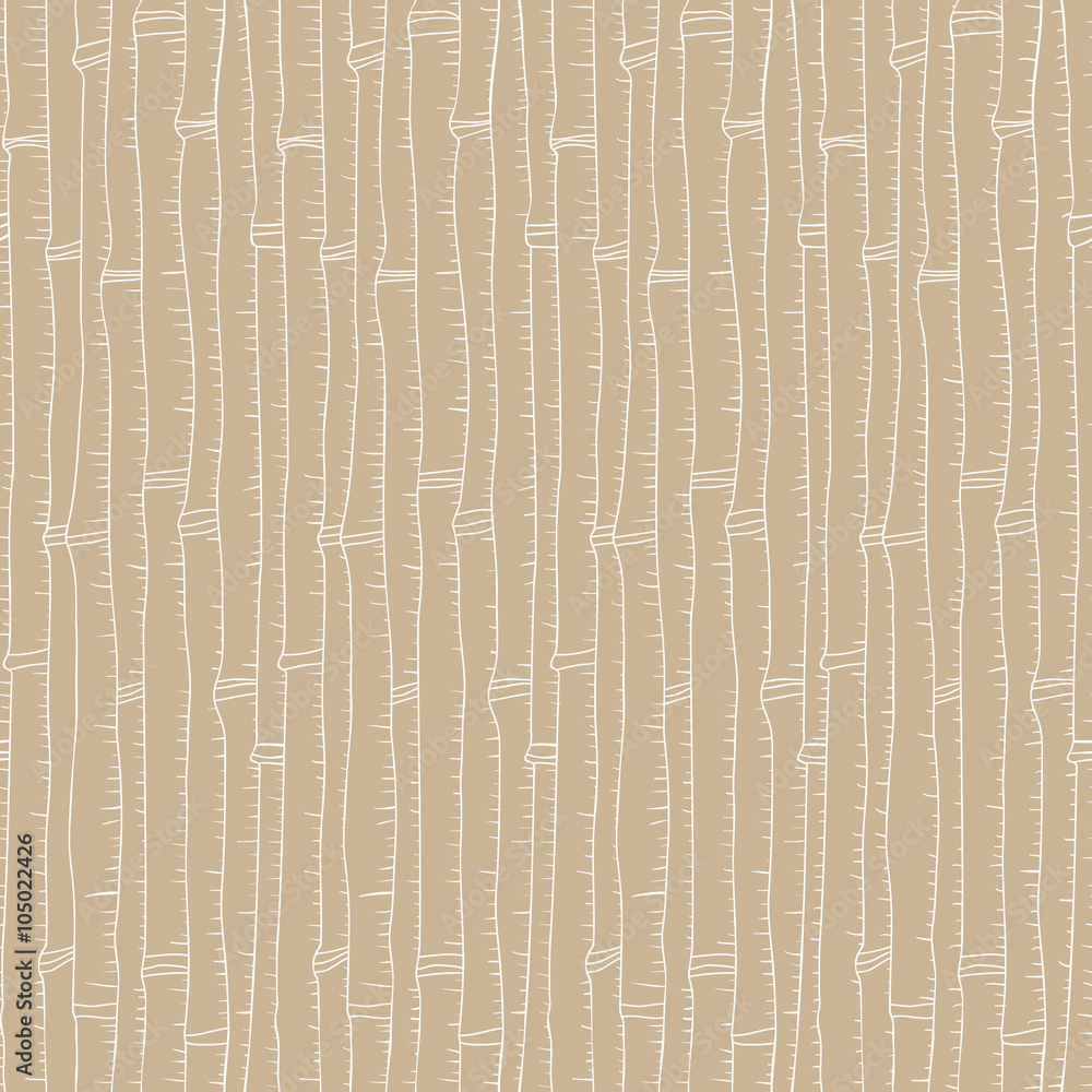 Seamless vector bamboo pattern. Ink bamboo texture. Hand drawn beige bamboo background. Ready design for textile, fabric, surface textures, packaging.