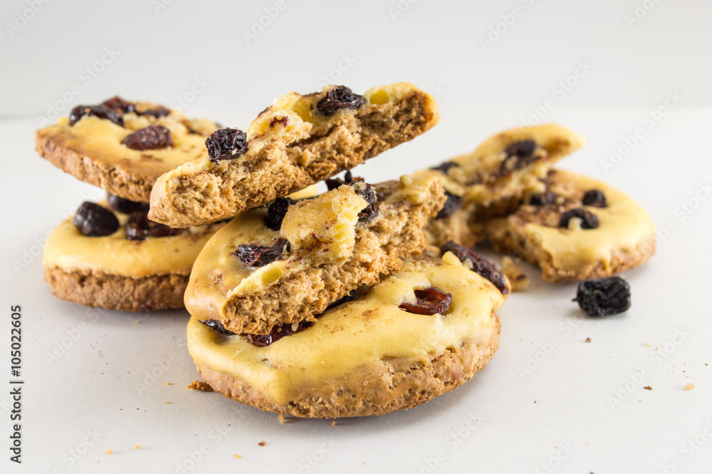 Homemade cookies with aronia and cranberries