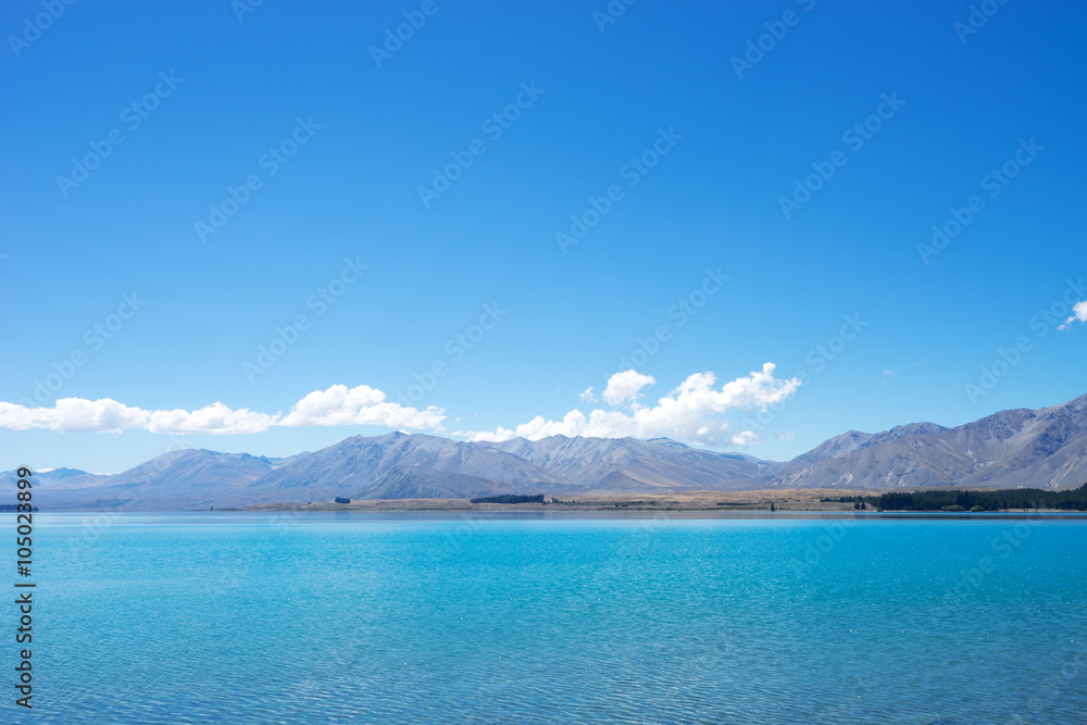 landscape of lake in summer day in new zealand